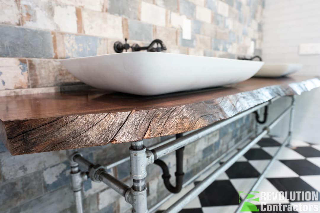 Modern bathroom vanity with vessel sink