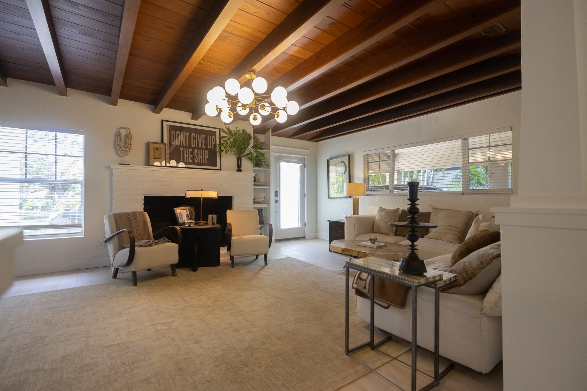 Renovated living room with modern finishes in a Snell Isle St. Petersburg home