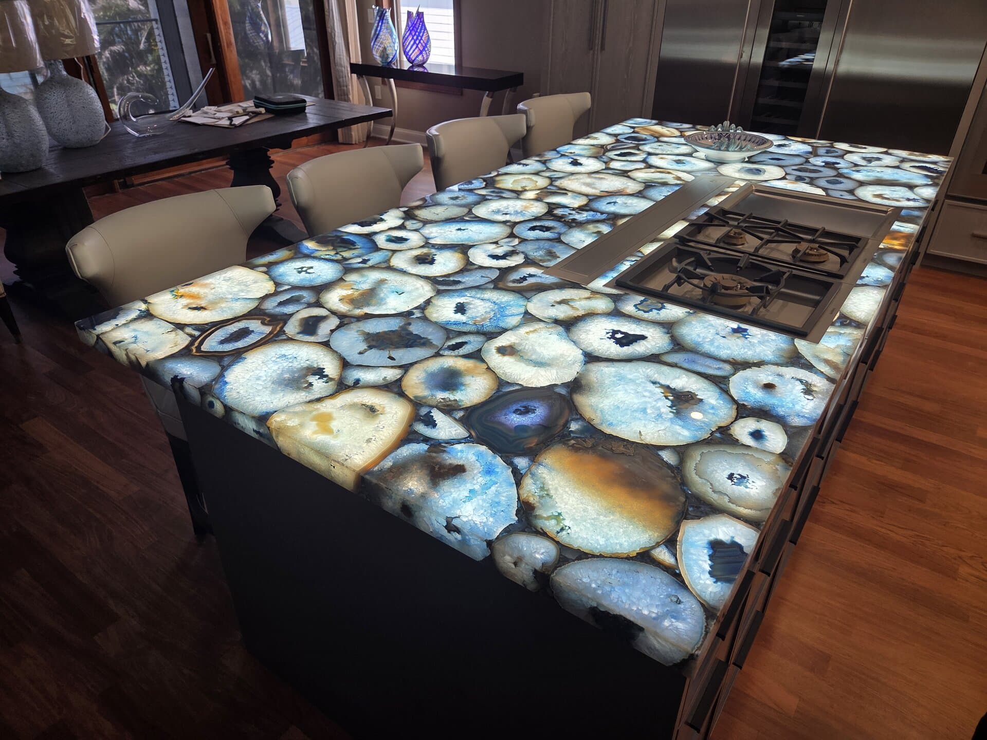 Backlit agate stone countertop by Revolution Contractors