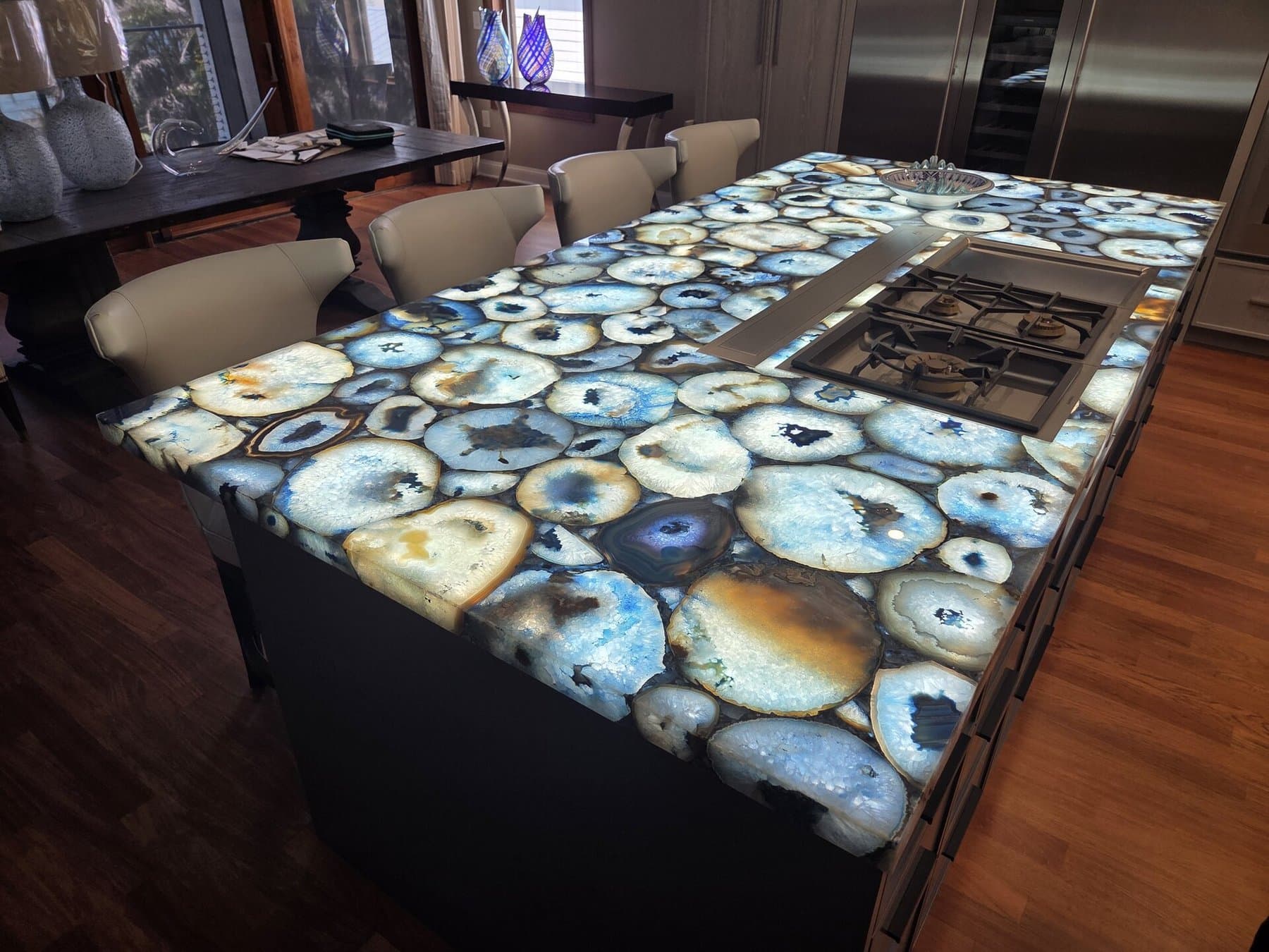 Backlit agate stone countertop by Revolution Contractors
